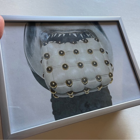 Silver framed designer handbag shark mouth editorial art 5x7” frame purse - Picture 7 of 8
